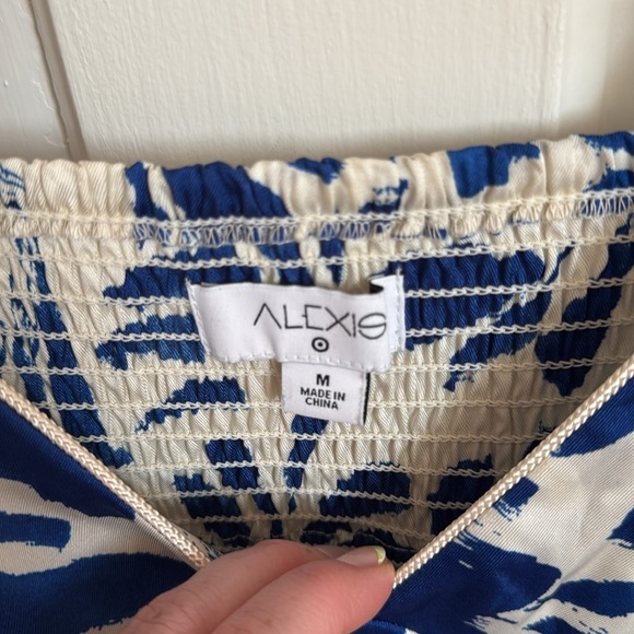 ALEXIS for Target // Blue Print Botanical Tie Strap Assymetrical Hem Dress - Picture 5 of 8